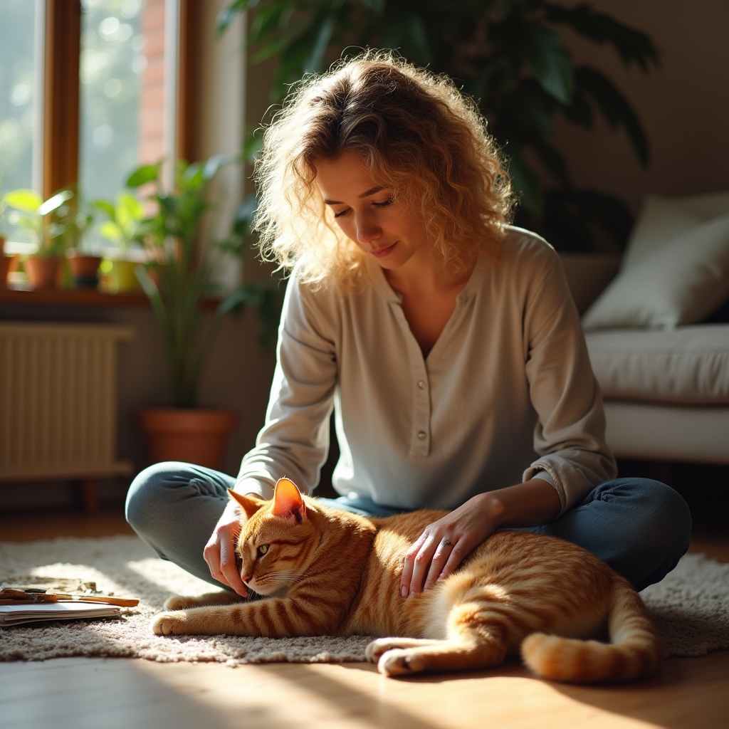 Macska gondozása otthoni látogatás során